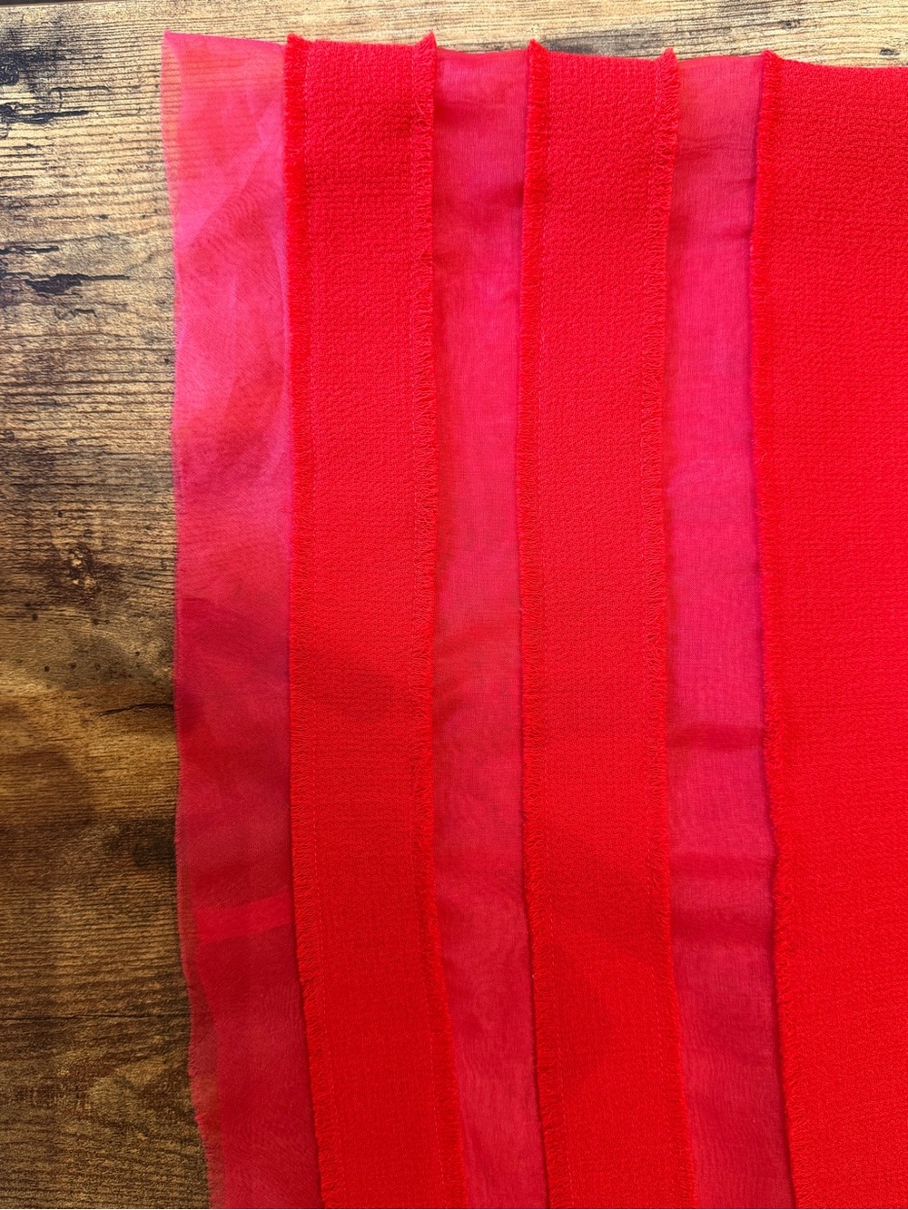 Oscar de la Renta Red Pencil Skirt with Sheer Tiered Hem - Picture 5 of 6